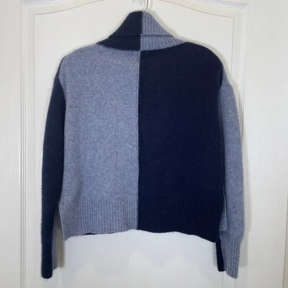 Philosophy 100% Cashmere Sweater Turtleneck Blue Colorblock Boxy L