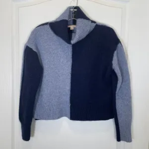 Philosophy 100% Cashmere Sweater Turtleneck Blue Colorblock Boxy L
