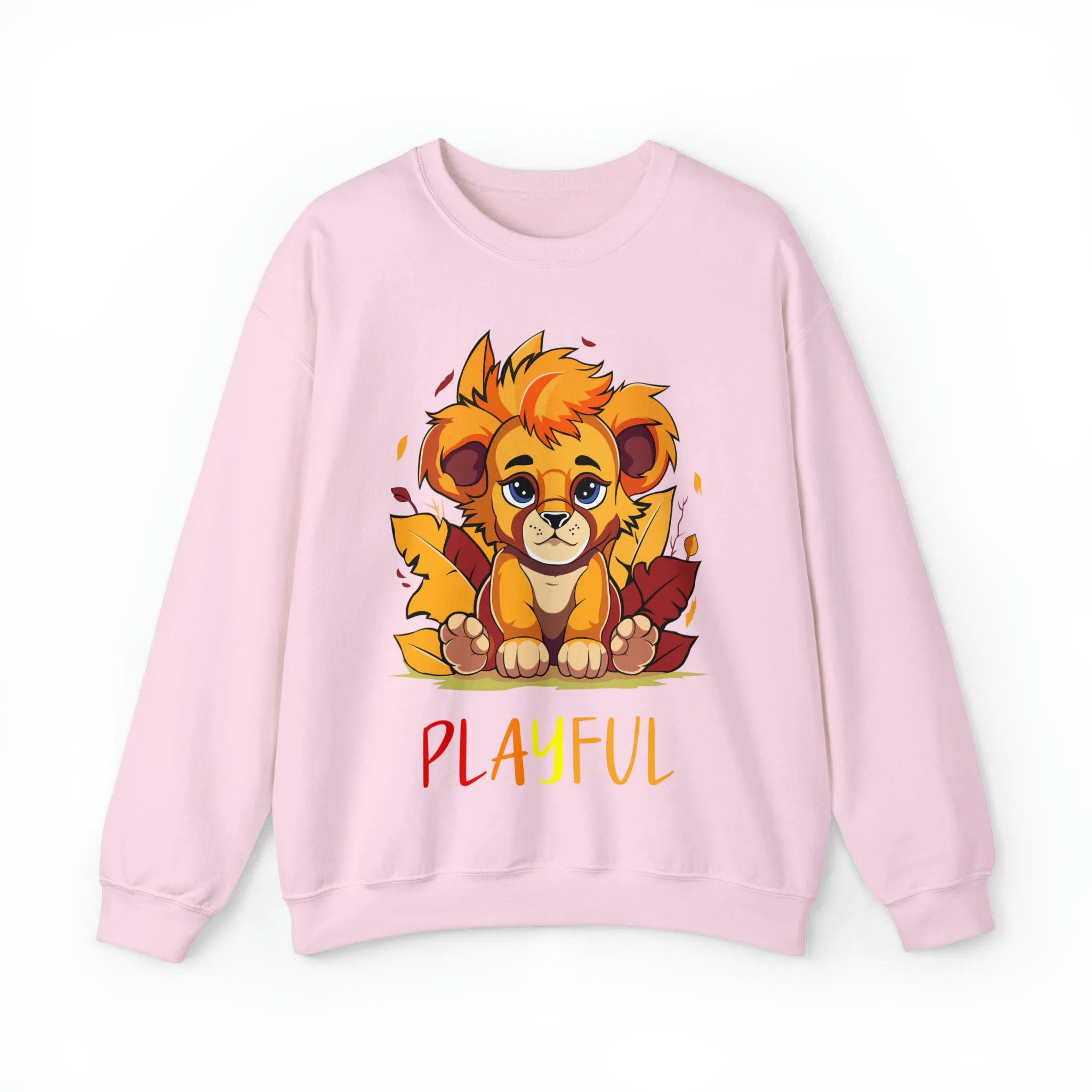 Playful Lion Cub Fall (Unisex) Heavy Blend™ Crewneck Sweatshirt