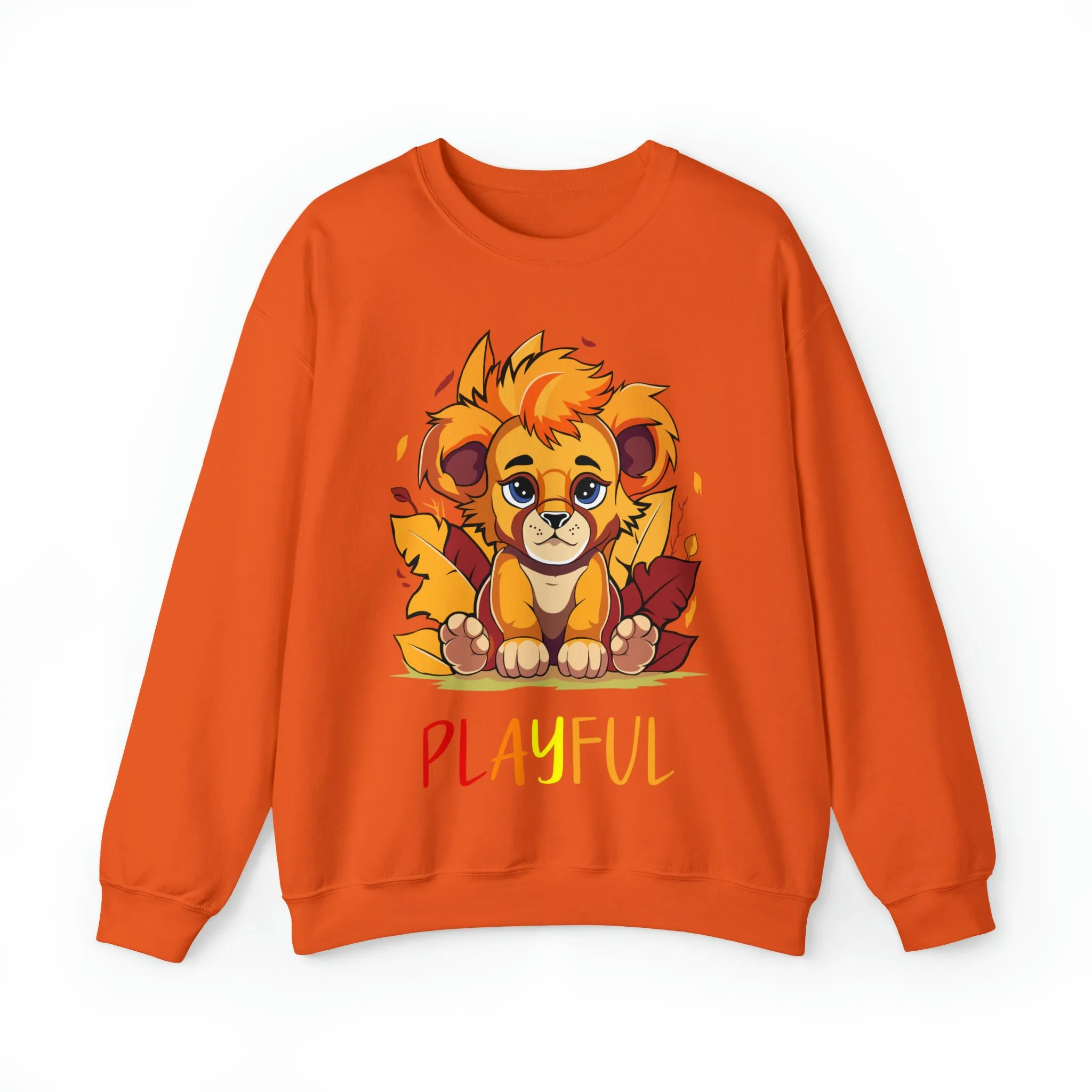 Playful Lion Cub Fall (Unisex) Heavy Blend™ Crewneck Sweatshirt