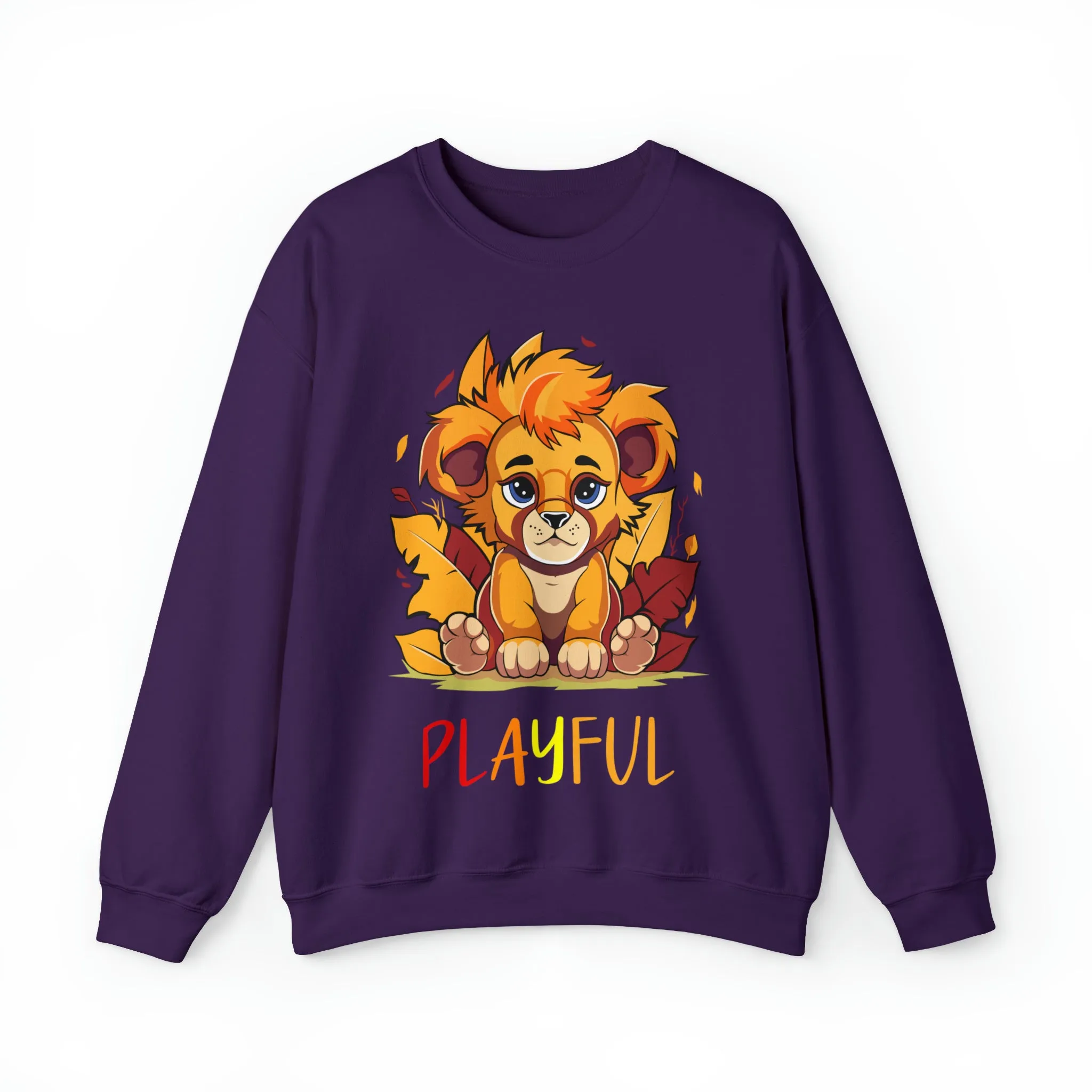 Playful Lion Cub Fall (Unisex) Heavy Blend™ Crewneck Sweatshirt