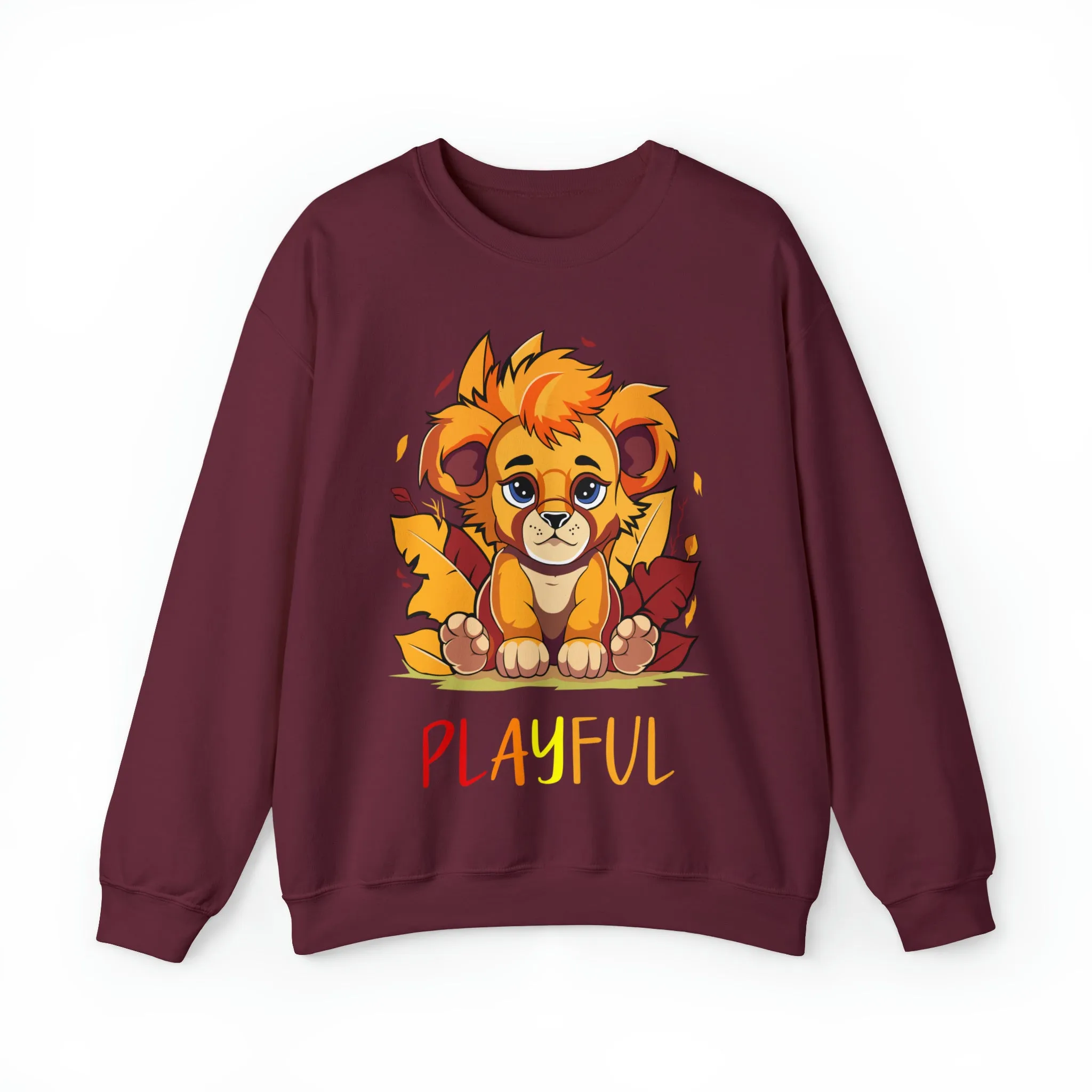 Playful Lion Cub Fall (Unisex) Heavy Blend™ Crewneck Sweatshirt