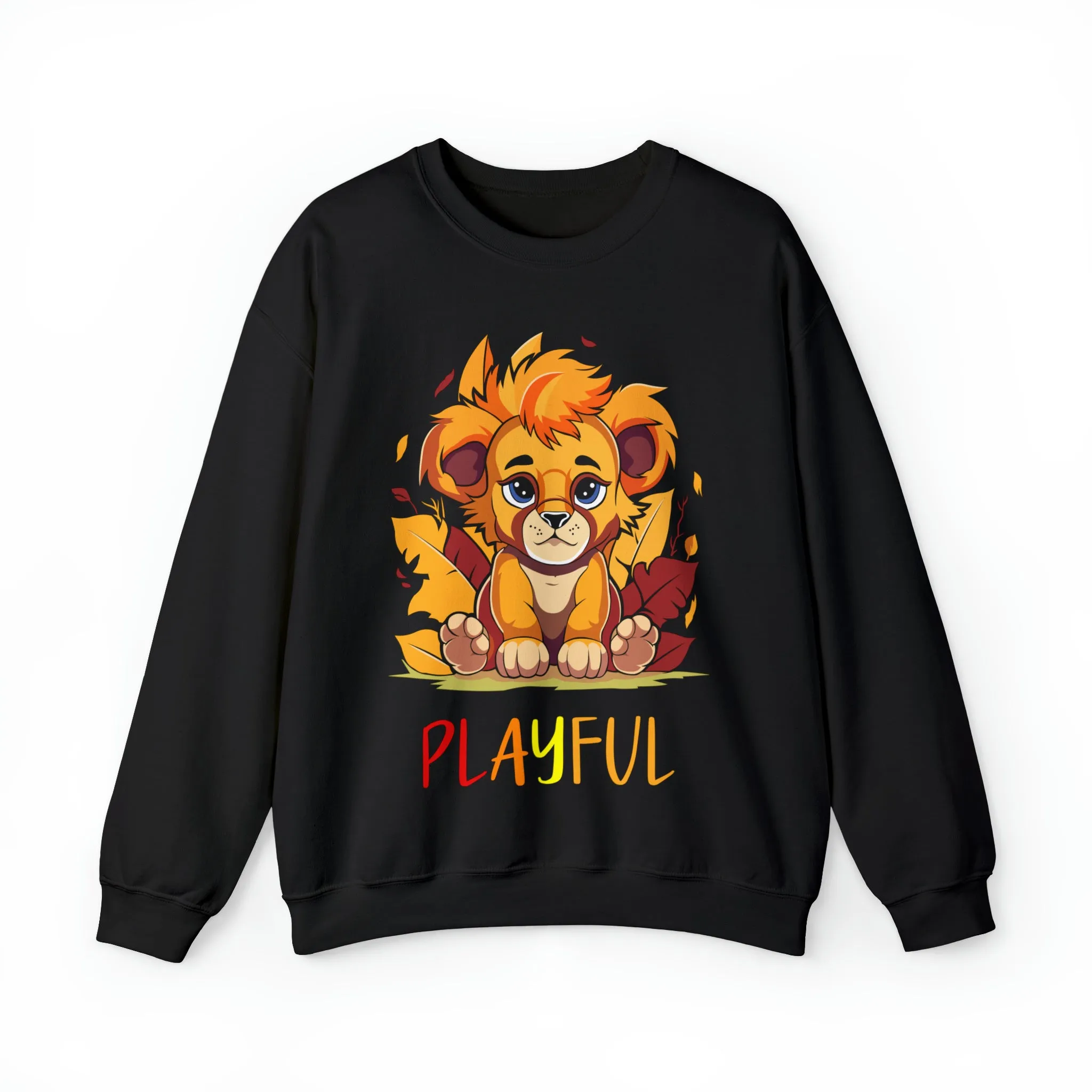 Playful Lion Cub Fall (Unisex) Heavy Blend™ Crewneck Sweatshirt