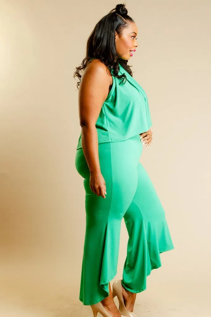Plus Size Sexy Cropped Glam Ruffle Set