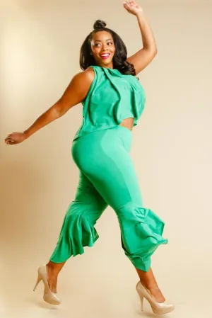 Plus Size Sexy Cropped Glam Ruffle Set