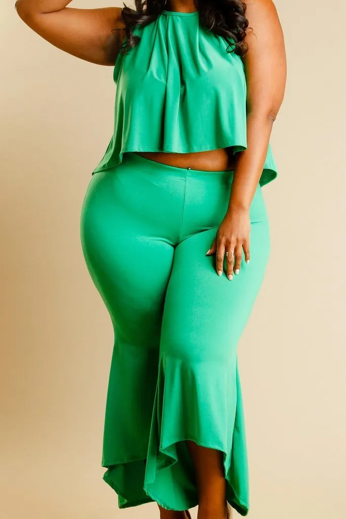 Plus Size Sexy Cropped Glam Ruffle Set