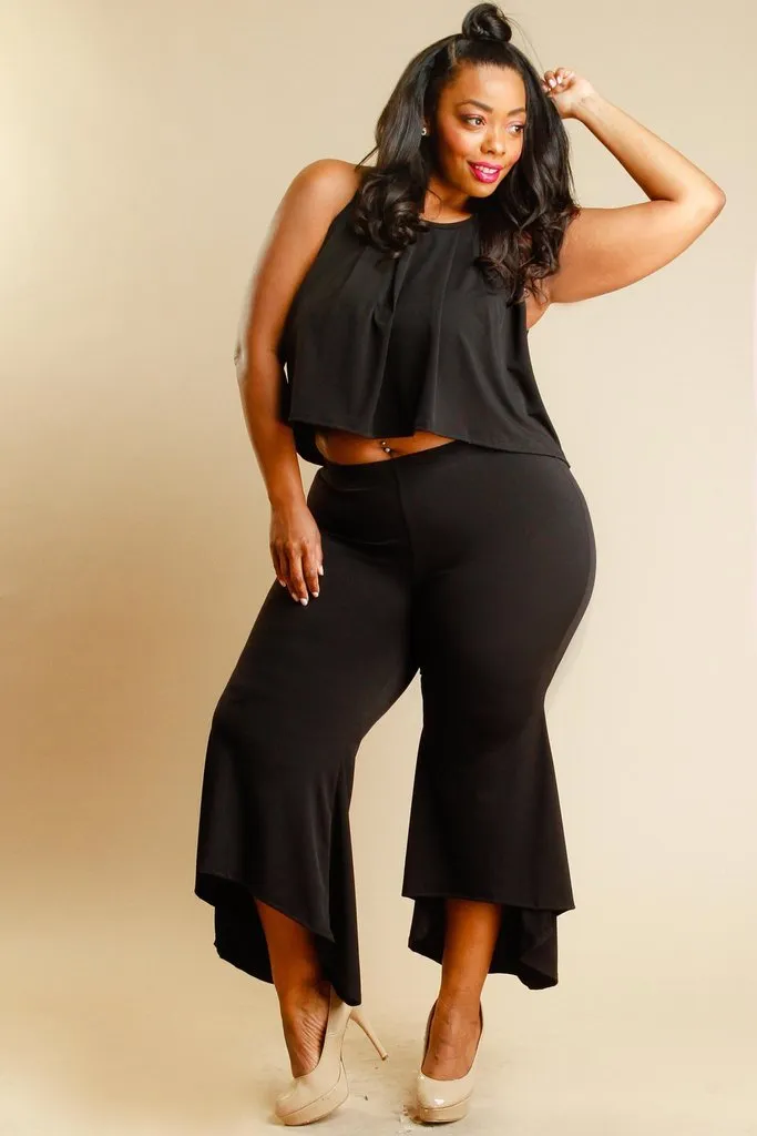 Plus Size Sexy Cropped Glam Ruffle Set