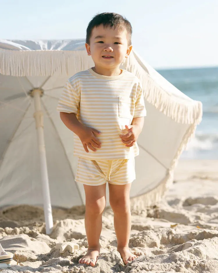Pocket Tee   Short Set | Yellow Stripe