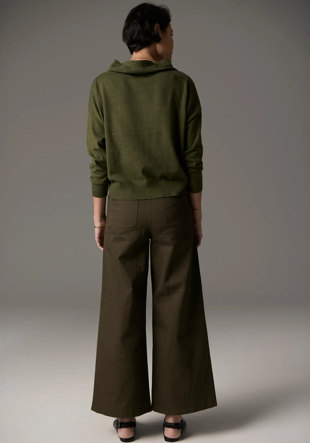 POL Beech Drawcord Knit - Khaki