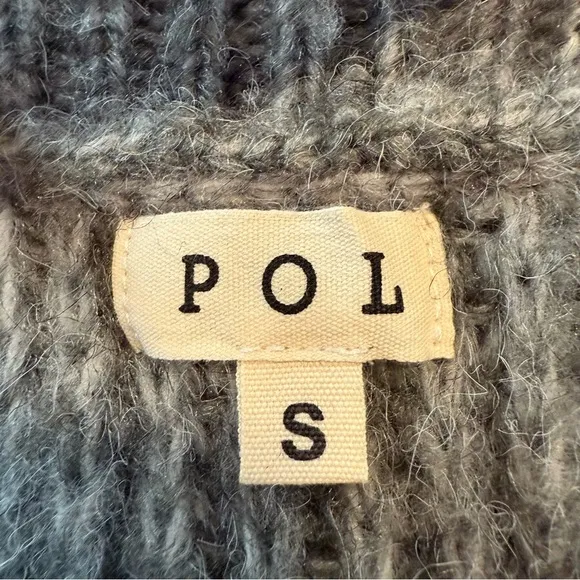 POL Women’s Small Boxy Bubble Sleeve Grey Ombre Chunky Knit Cropped Sweater NWOT