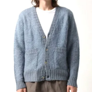 POL | Wool Cardigan Sweater Jumper in Dusty Blue Knit Button Front - L