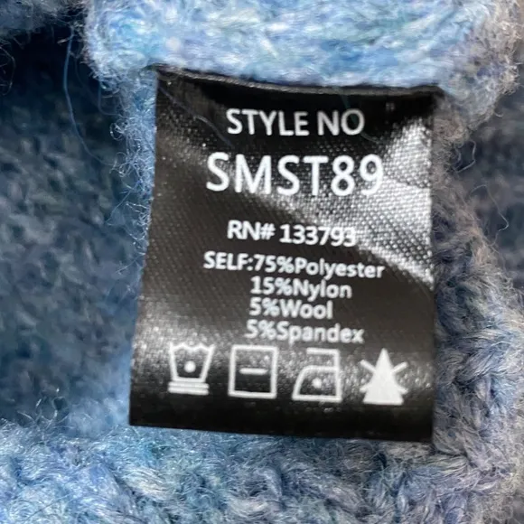 POL | Wool Cardigan Sweater Jumper in Dusty Blue Knit Button Front - L