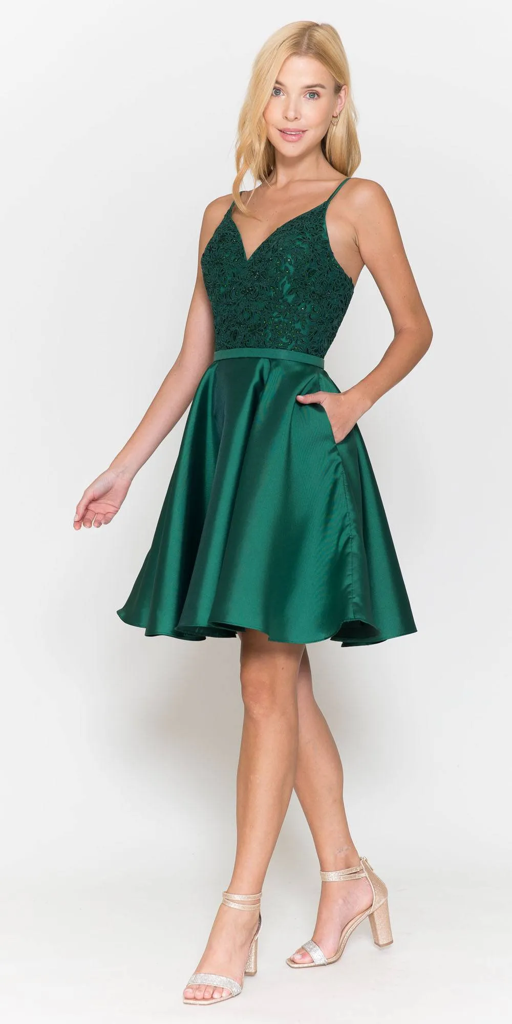 Poly USA 8694 Short A-Line Mikado Dress