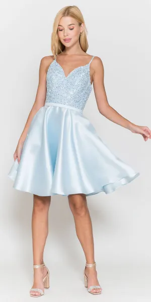 Poly USA 8694 Short A-Line Mikado Dress