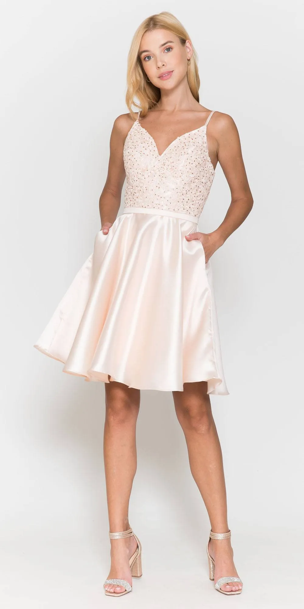Poly USA 8694 Short A-Line Mikado Dress