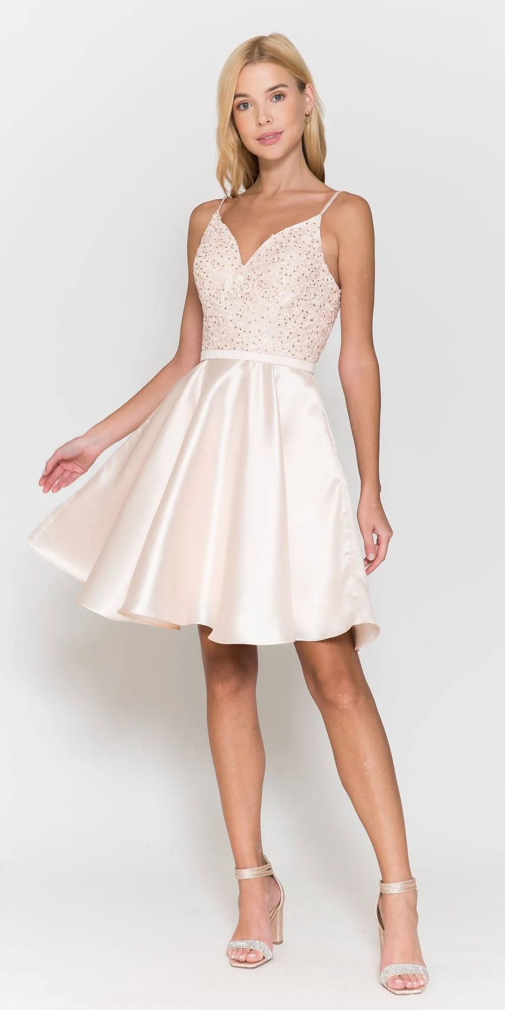 Poly USA 8694 Short A-Line Mikado Dress