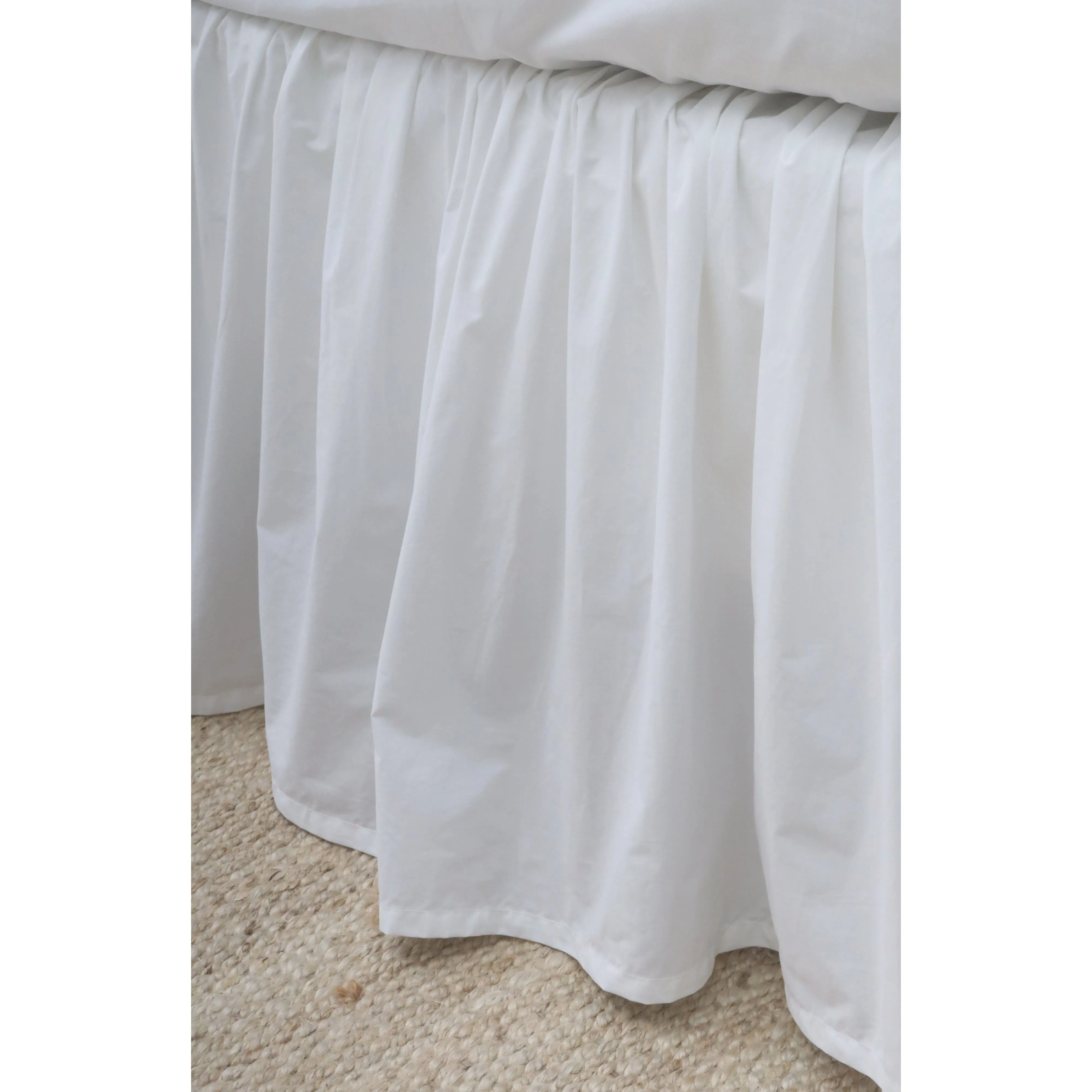 Pom Pom at Home White Gathered Cotton Sateen Bedskirt ~ Available in Twin, Queen and King Sizes