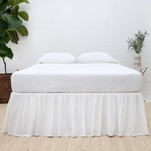 Pom Pom at Home White Gathered Cotton Sateen Bedskirt ~ Available in Twin, Queen and King Sizes
