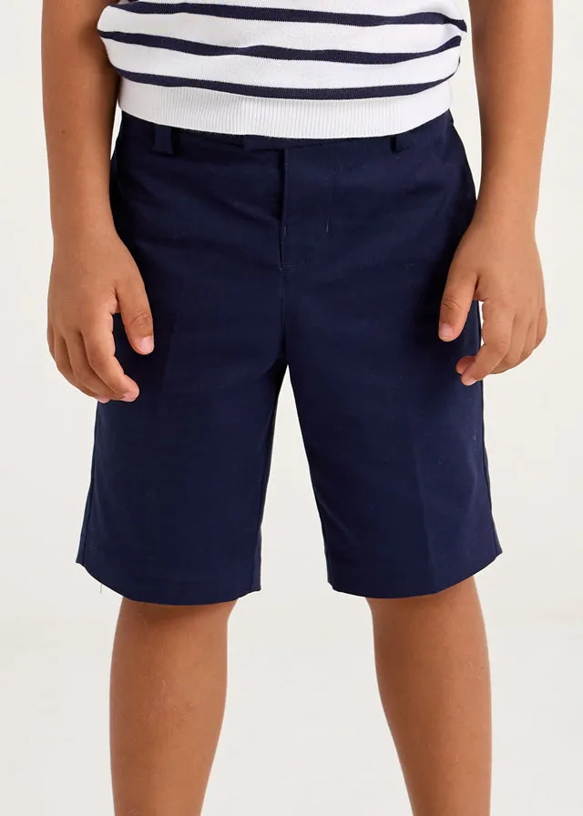 Pre-Order Mayoral 3104 White Navy Stripe Polo Shirt and Mayoral 3219 Navy Slim Shorts