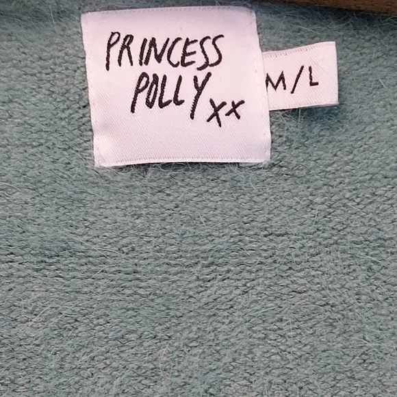 Princess Polly NEW Merlo Fuzzy Green V Neck Cardigan Sweater Medium Large