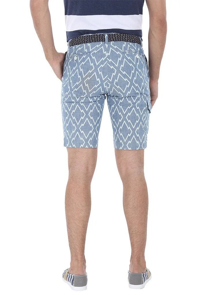 Printed Denim Slim Fit Shorts