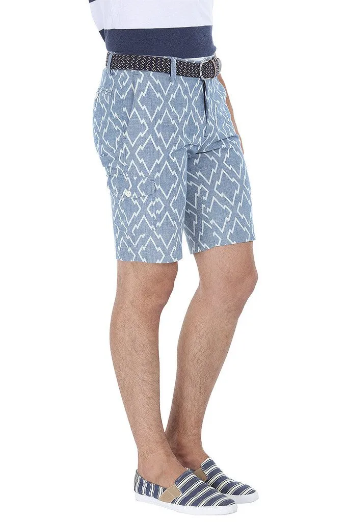 Printed Denim Slim Fit Shorts