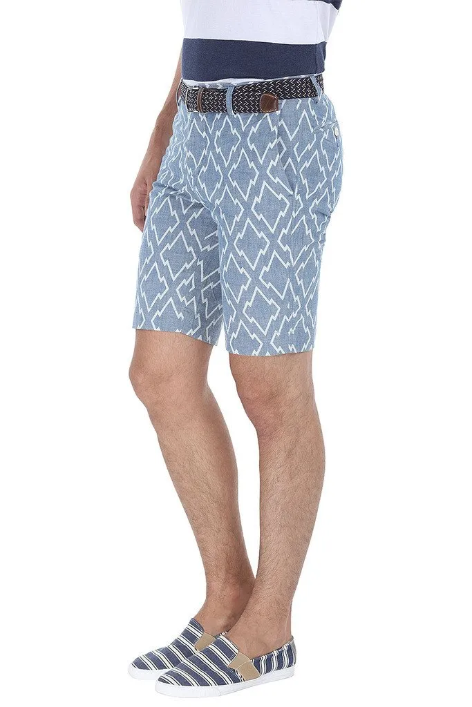Printed Denim Slim Fit Shorts