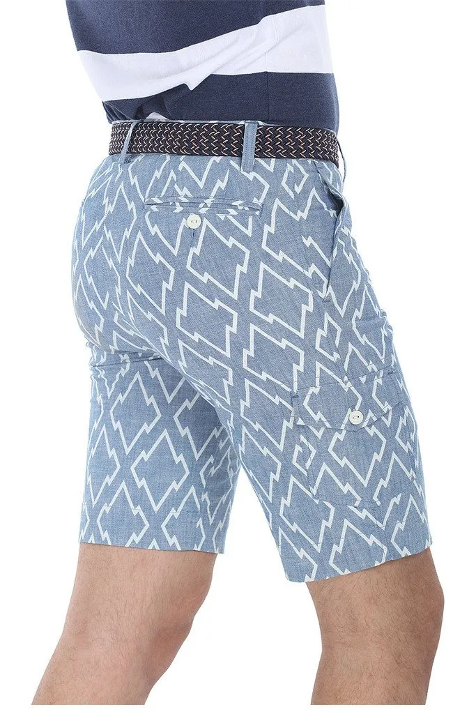 Printed Denim Slim Fit Shorts
