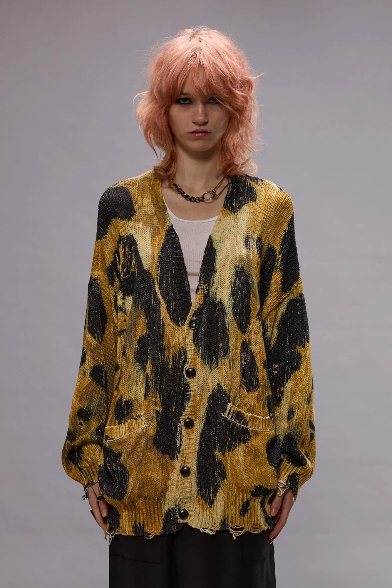 PRINTED OVERSIZED CARDIGAN - LEOPARD
