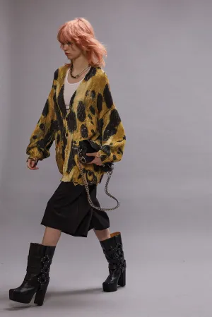 PRINTED OVERSIZED CARDIGAN - LEOPARD