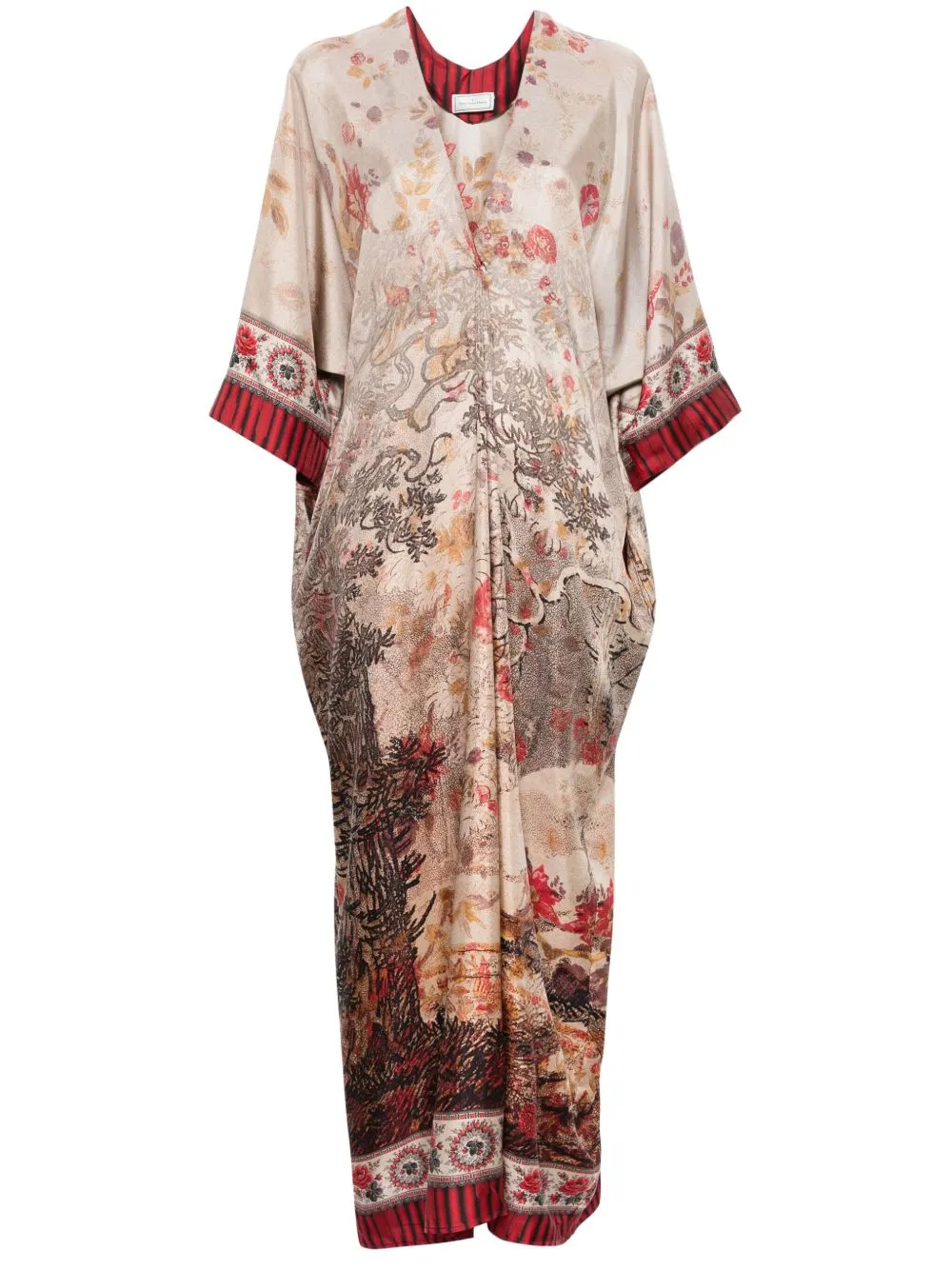 Printed silk long dress