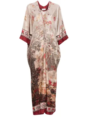 Printed silk long dress