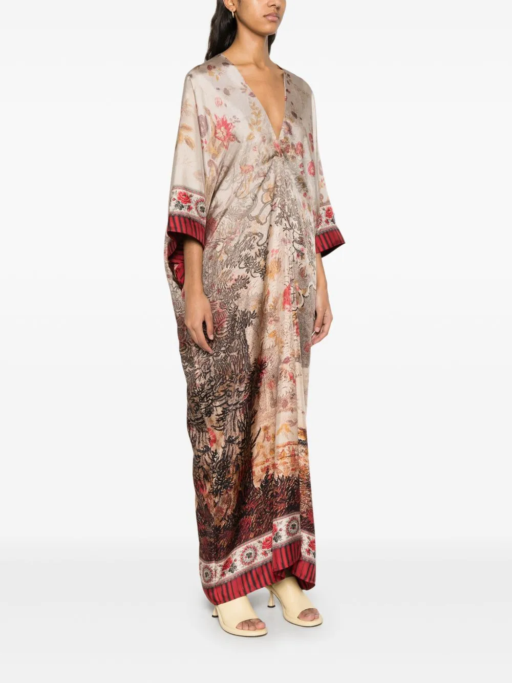 Printed silk long dress