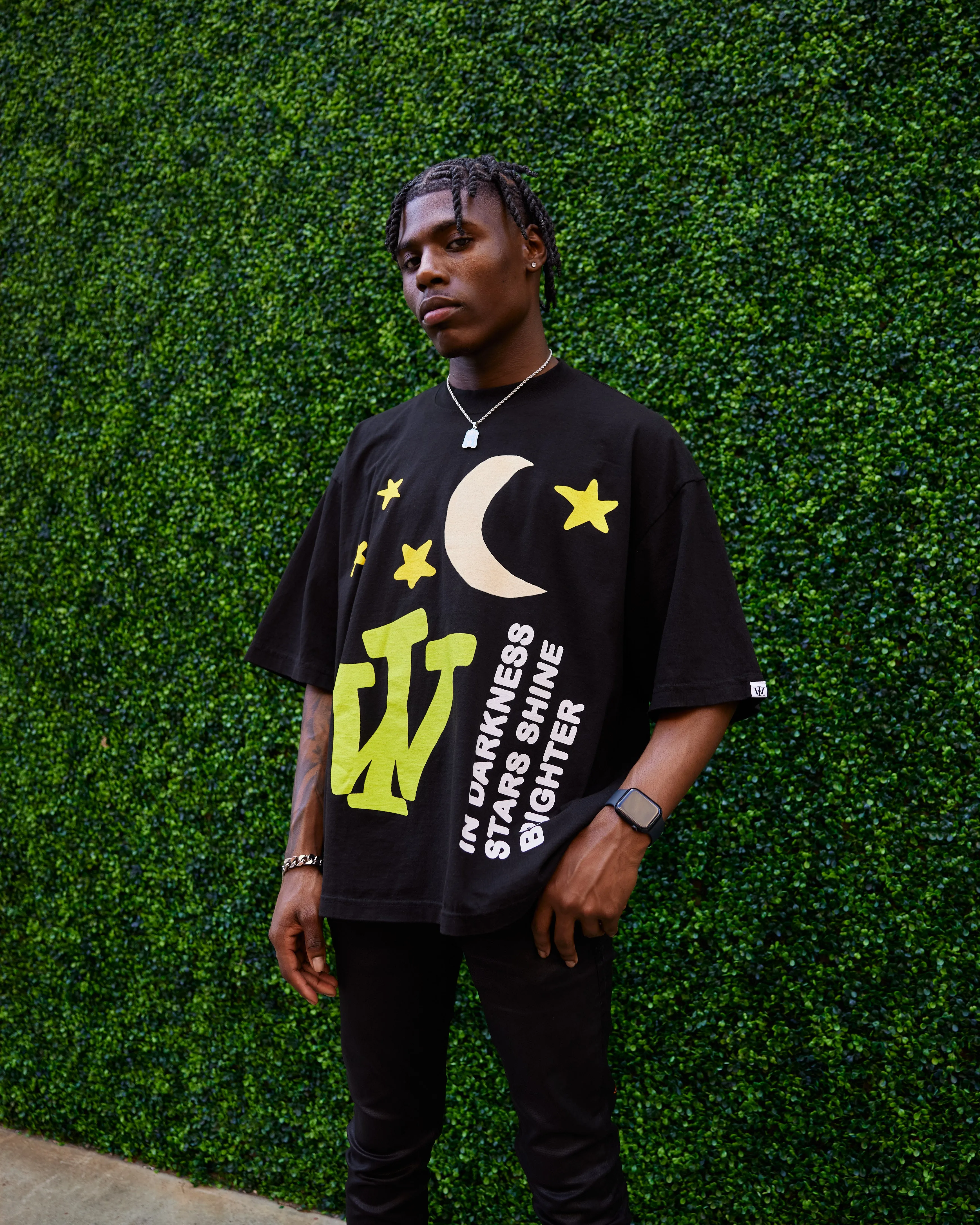 "Night & Day" Heavyweight Boxy Tee (Black) *Oversized*
