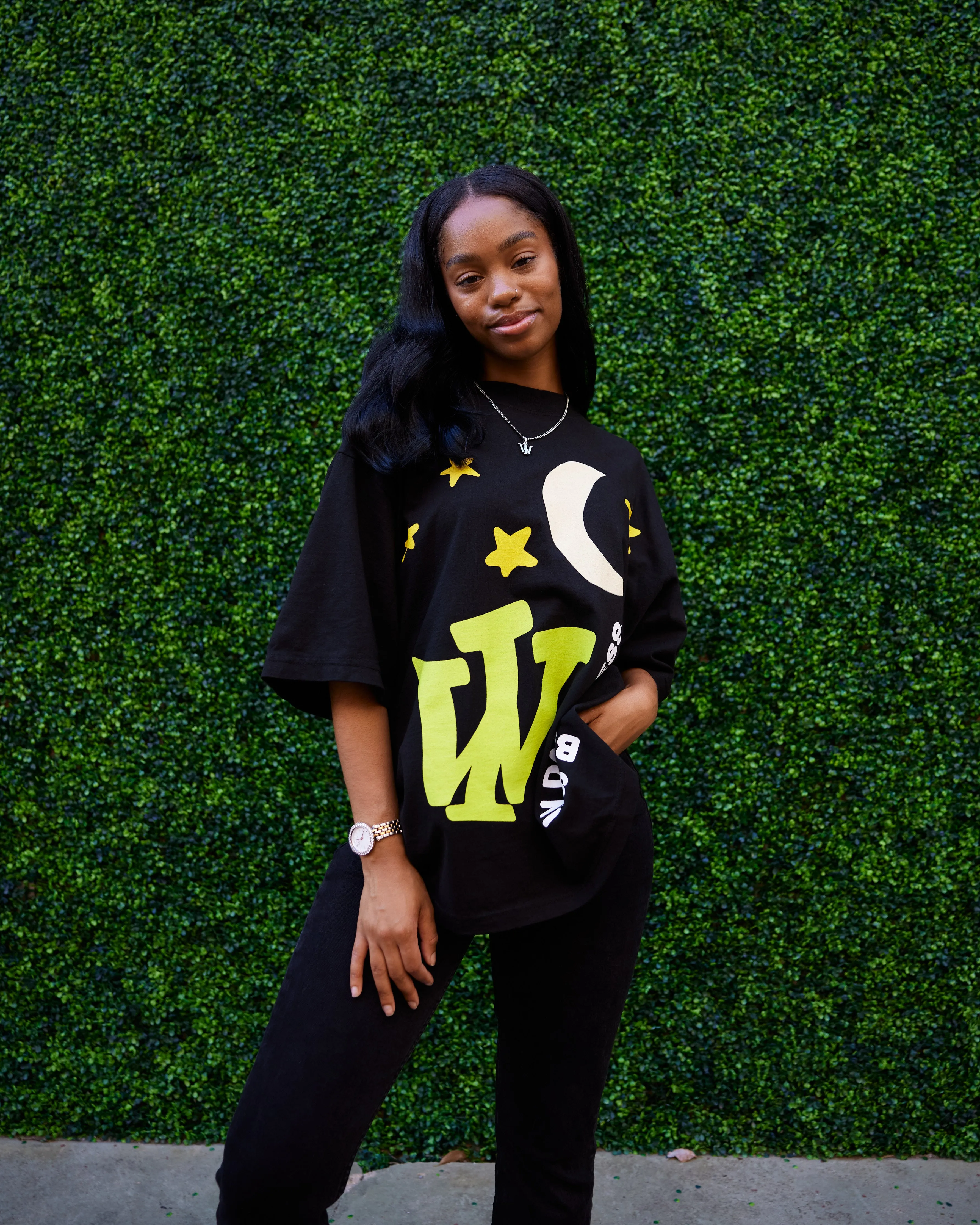 "Night & Day" Heavyweight Boxy Tee (Black) *Oversized*