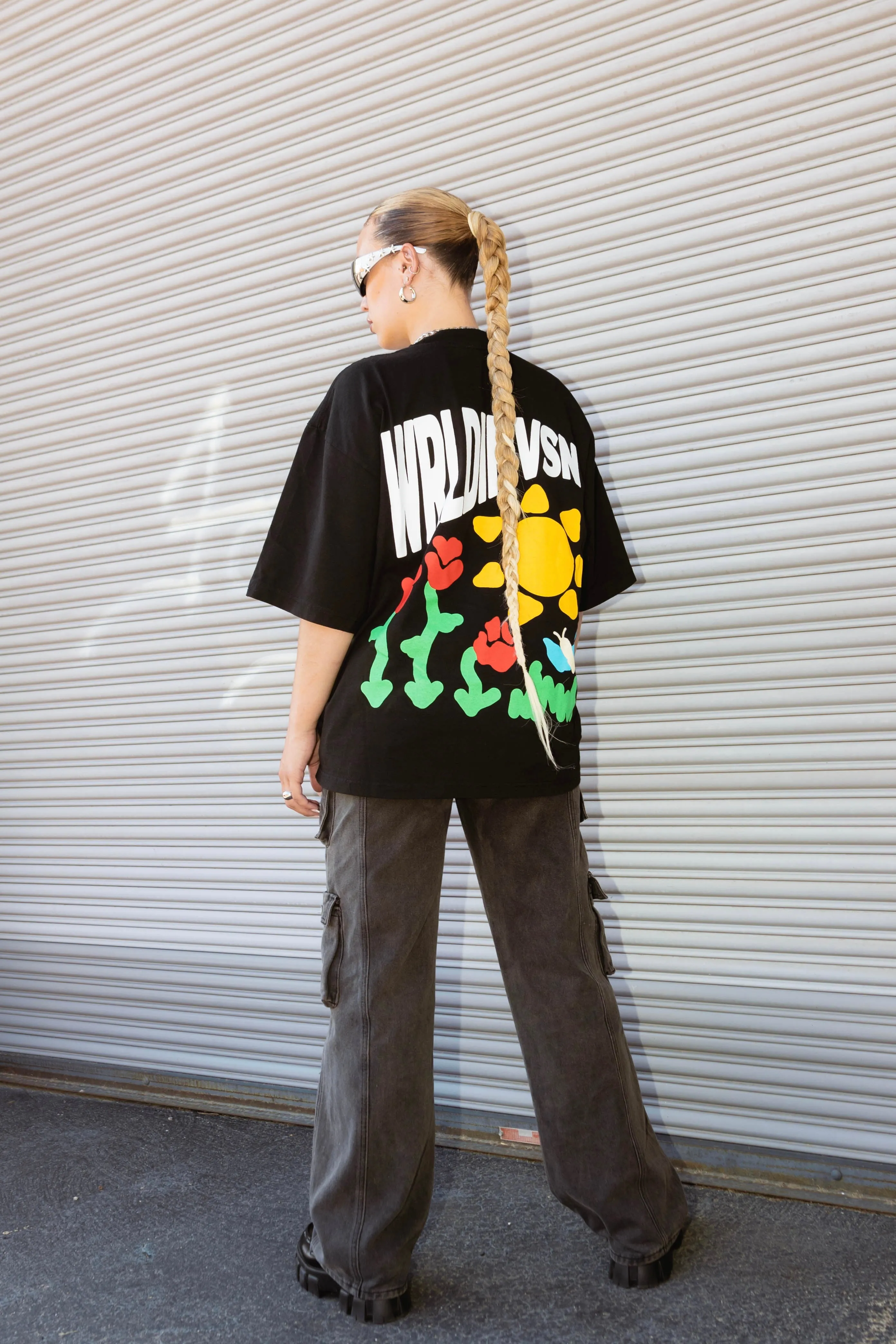 "Night & Day" Heavyweight Boxy Tee (Black) *Oversized*
