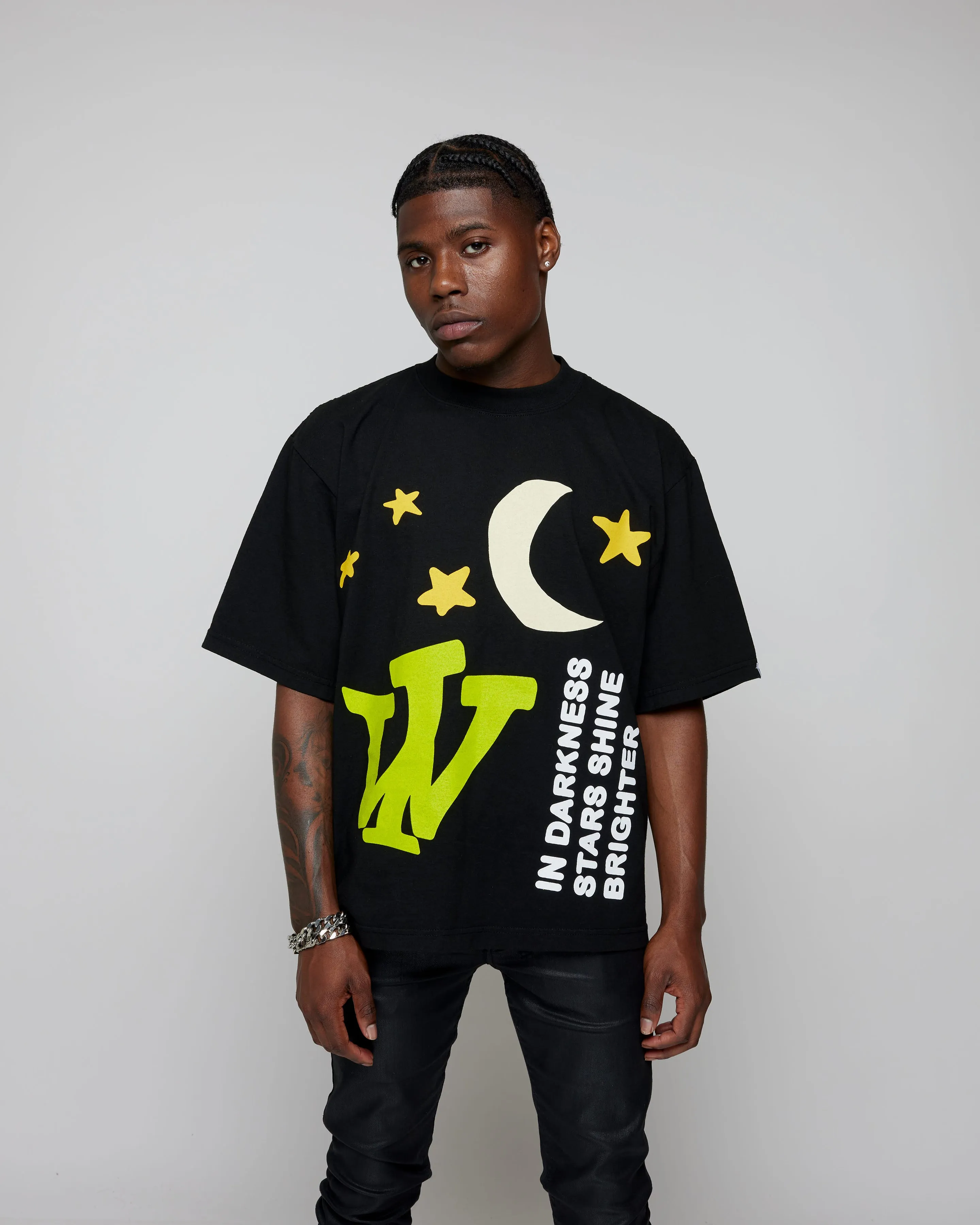 "Night & Day" Heavyweight Boxy Tee (Black) *Oversized*