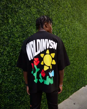 "Night & Day" Heavyweight Boxy Tee (Black) *Oversized*