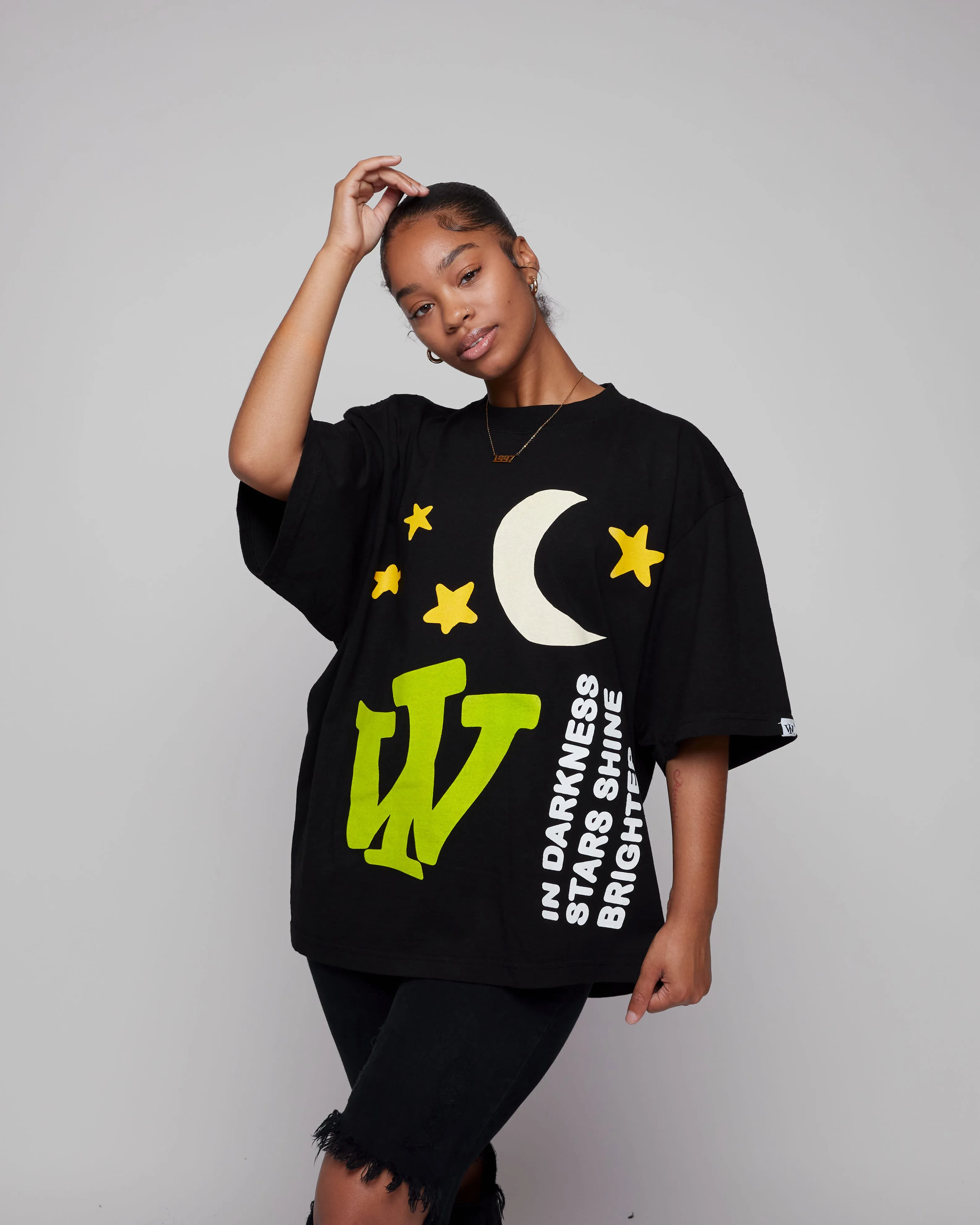 "Night & Day" Heavyweight Boxy Tee (Black) *Oversized*