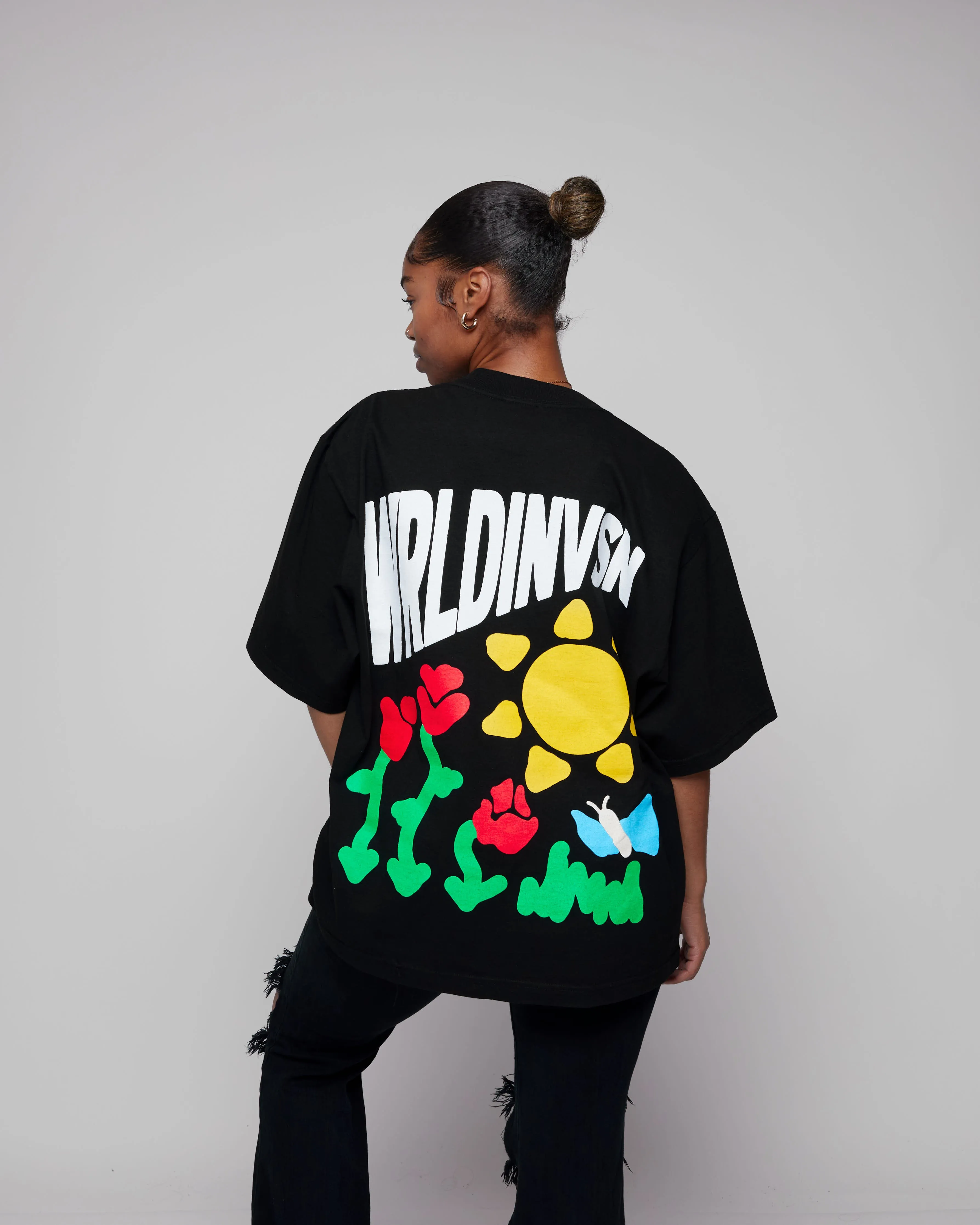 "Night & Day" Heavyweight Boxy Tee (Black) *Oversized*