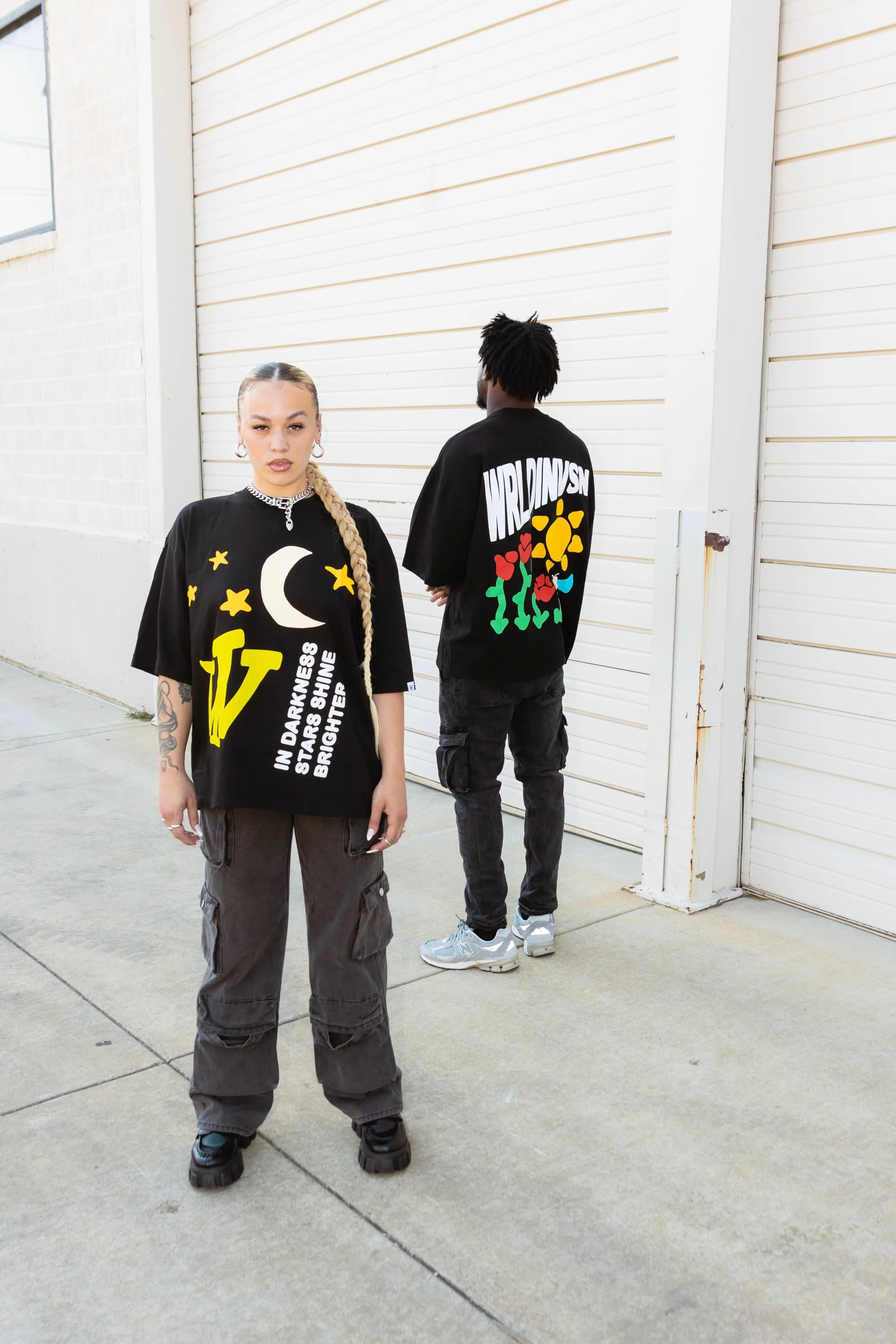 "Night & Day" Heavyweight Boxy Tee (Black) *Oversized*