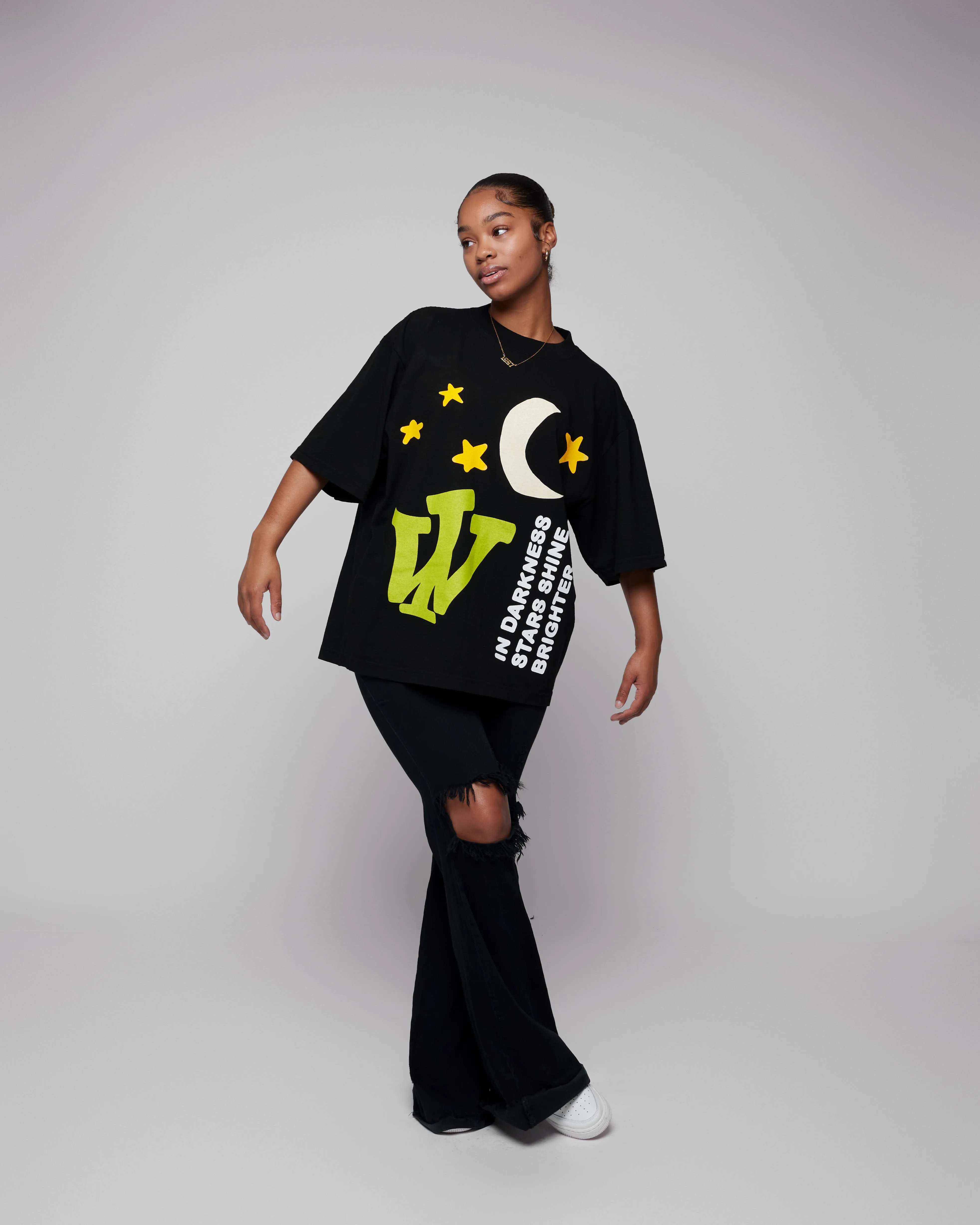 "Night & Day" Heavyweight Boxy Tee (Black) *Oversized*