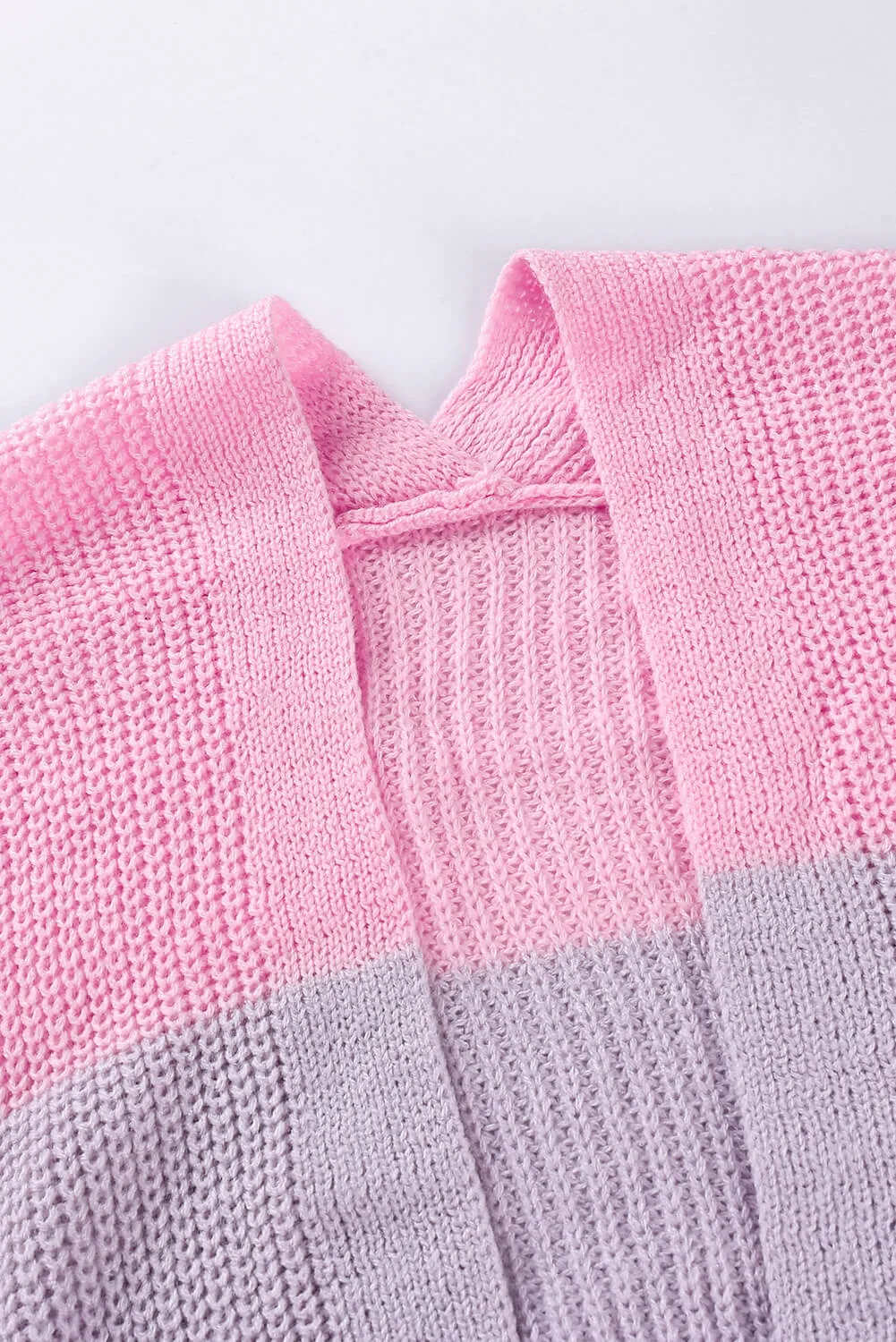 Rainbow Color Block Open Front Drape Oversized Knitted Cardigan
