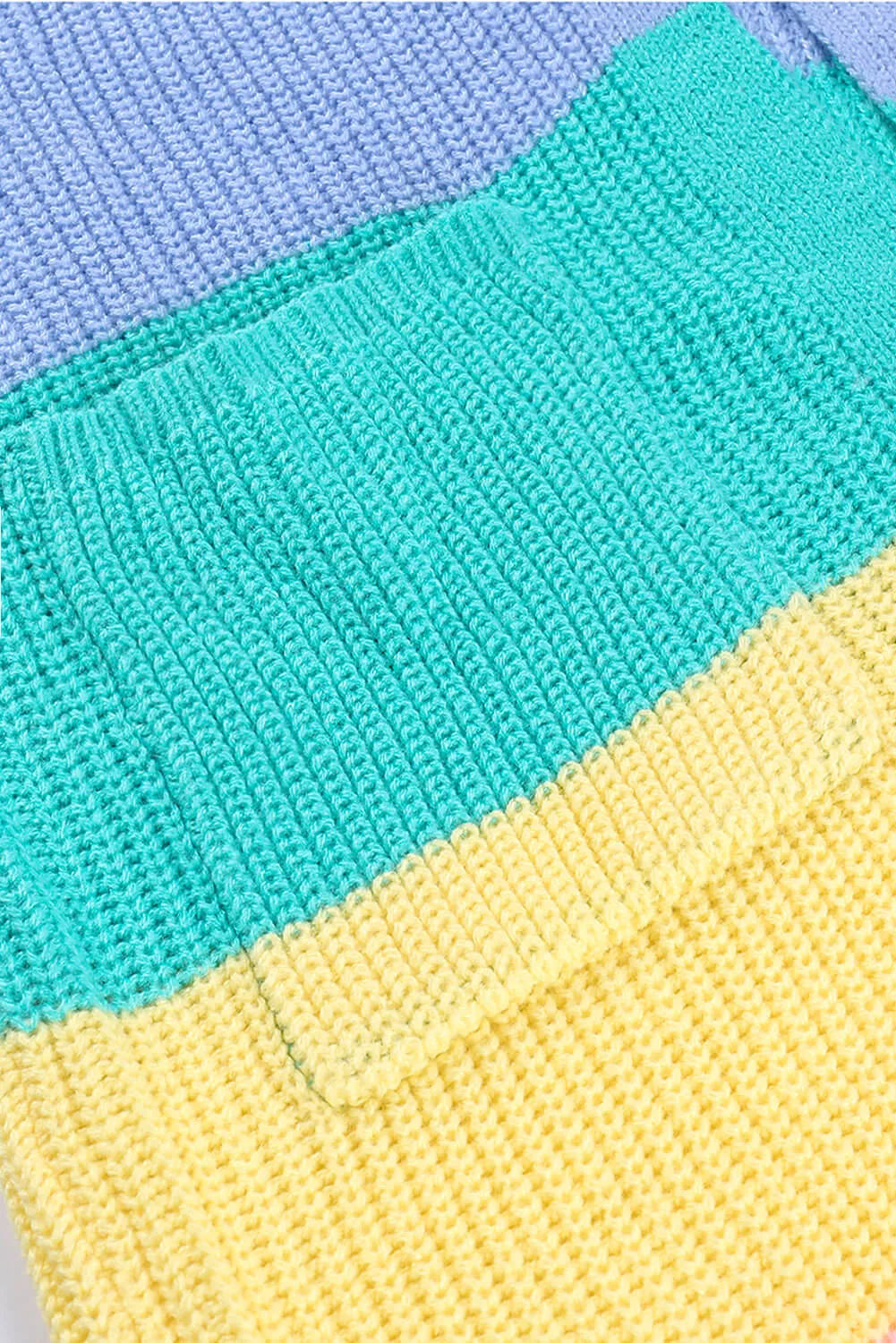 Rainbow Color Block Open Front Drape Oversized Knitted Cardigan