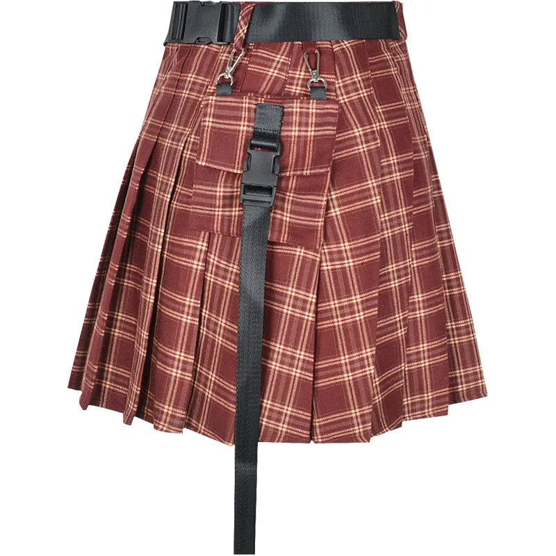 Red plaid skirt KF81284