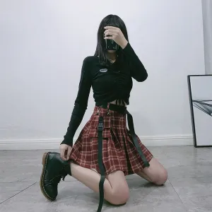 Red plaid skirt KF81284