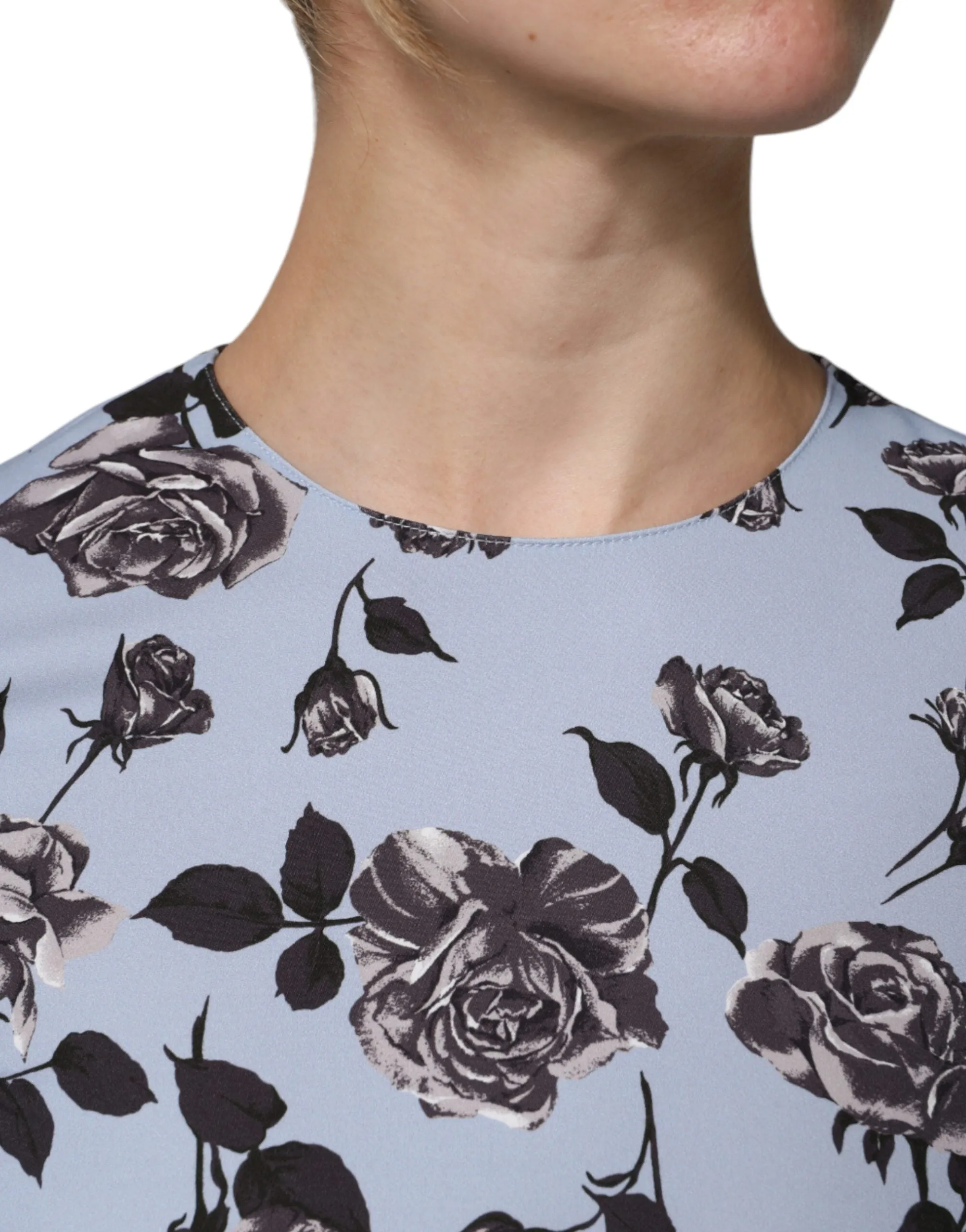 RED VALENTINO Women Blue Dress 100% Polyester Floral Print Mini Bodycon Sz IT 40