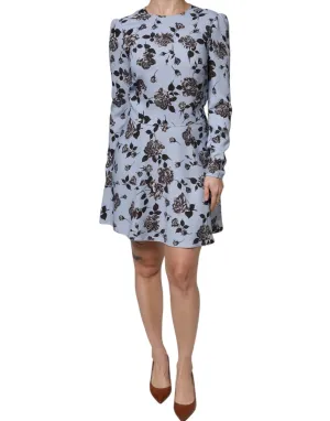 RED VALENTINO Women Blue Dress 100% Polyester Floral Print Mini Bodycon Sz IT 40