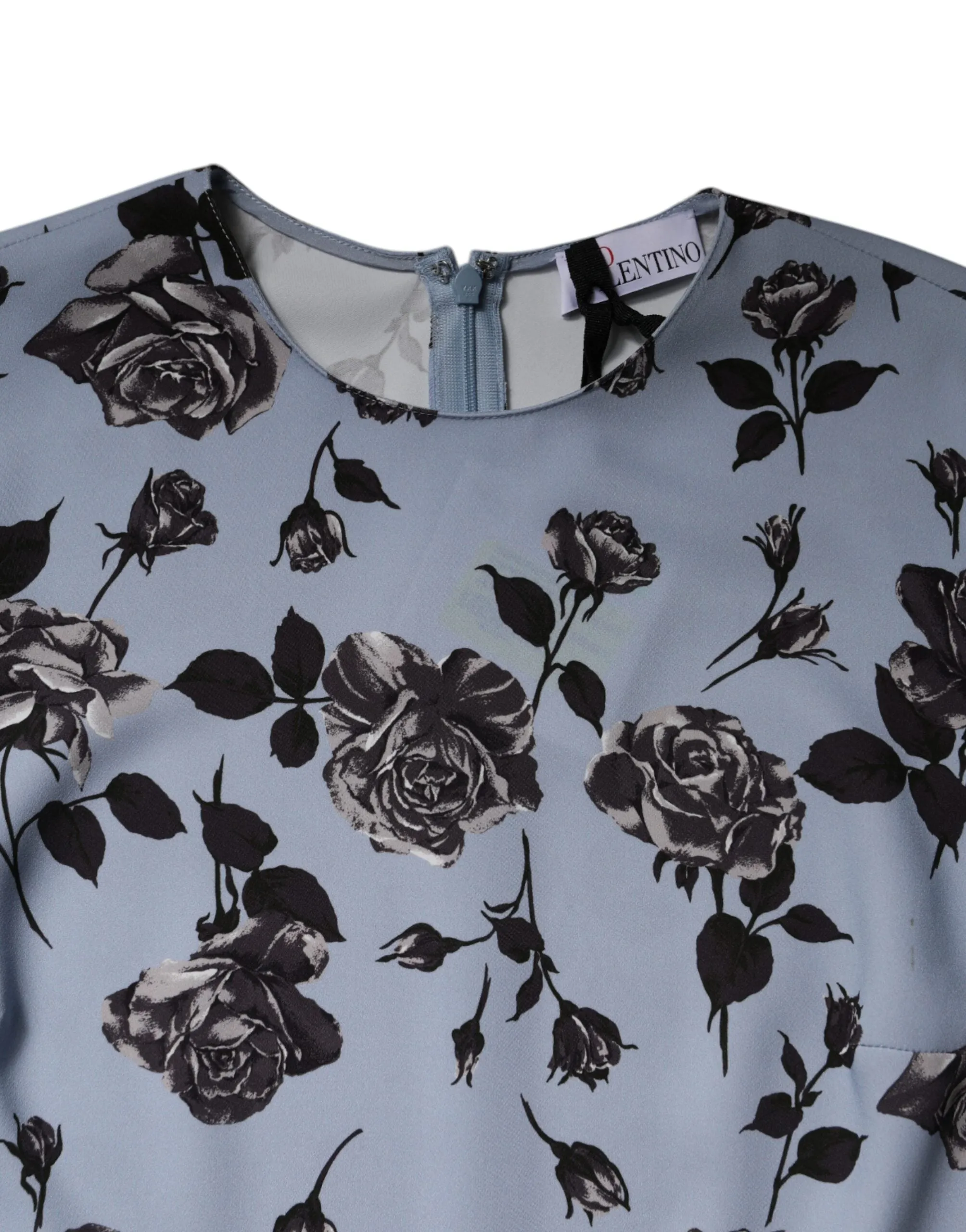 RED VALENTINO Women Blue Dress 100% Polyester Floral Print Mini Bodycon Sz IT 40