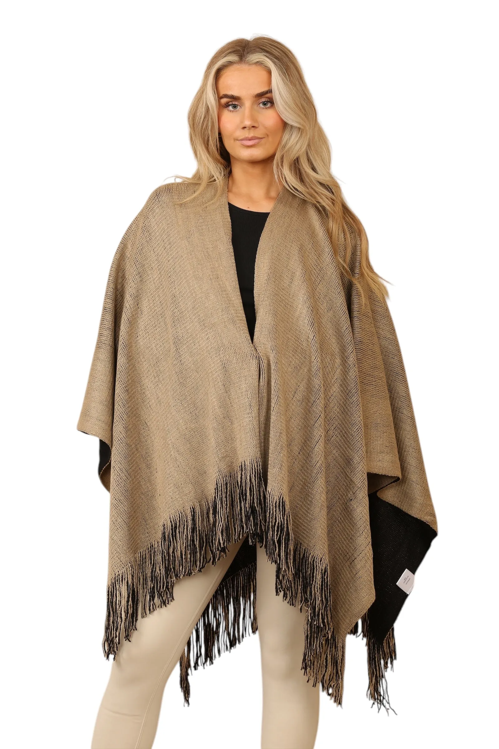 Reversible Plain Check Print Oversized Shawl